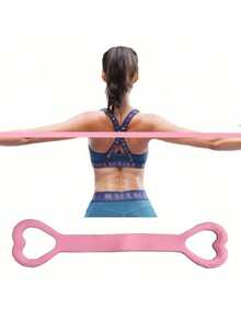 1/2/3件装 8字形拉伸带，女士背部开口训练肩背瑜伽拉伸带，加厚硅胶弹力绳（粉色） - 粉色 - 查看 1