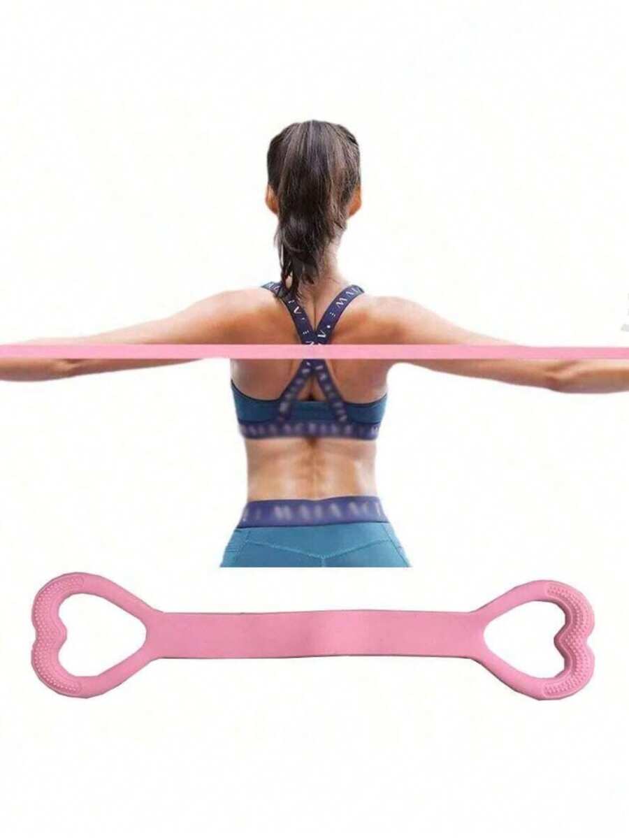 1/2/3件装 8字形拉伸带，女士背部开口训练肩背瑜伽拉伸带，加厚硅胶弹力绳（粉色） - 粉色 - 查看 1