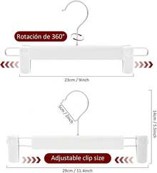 20 Perchas,Gancho Negro con Pinzas, Ganchos para Pantalones 360 °     y Diseño Antideslizante, Resistentes para Pantalones, Faldas y Ropa Pesada, Ideales para Clóset en Casa (Negro) - Blanco - Ver 6