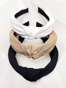 3pcs/Set Women Knotted Solid Color Fabric Headbands, Suitable For Daily Use And Outdoor,Hairband,Hair Hoop Hair Accessories Head Accessories - Multicolor - View 7