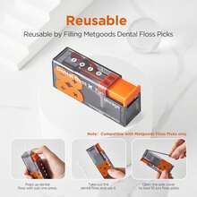 1 Piece Orange Portable Floss Dispenser, Floss Picks With 2025 Designed Bracket, Automatic Floss Organizer, Oral Care Press-Type Disposable Floss Sticks (Including 10 Pieces Of Floss), Suitable For Travel, Business Trips And Daily Use - 橘色 - 查看 3