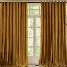 Golden Velvet Curtains, Luxurious 2-Panel Home Decorative Curtains, Blackout Curtains For Bedroom And Living Room, Thermal Insulating Luxurious Ultra-Soft Decorative Ring-Top Room Curtains, Suitable For Room Decoration, Holiday Decorations, Christmas Decorations, Living Room, Bedroom, Hotel, Apartment (Width 42 X Length 63 Inches, Width 42 X Length 84 Inches, Width 52 X Length 63 Inches, Width 52 X Length 72 Inches, Width 52 X Length 84 Inches, Width 52 X Length 96 Inches, Width 52 X Length 108 Inches) - 金色 - 查看 2