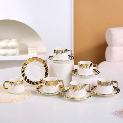 90ml/3.16oz Coffee Cup & Saucer Set, Suitable For Drinking Espresso Or Turkish Coffee