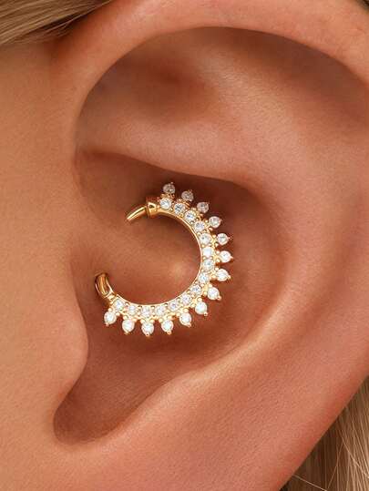 1pc Glitter CZ Pave Ear Piercing Ring 18 Gauge Piercing Hoop Clicker, Hypoallergenic 925 Sterling Silver Nose Rings /Septum Rings,Yellow Gold Tragus Helix Cartilage Conch Earring Hoops,For Women And Men For Daily Wear(Sold As 1 Piece)
