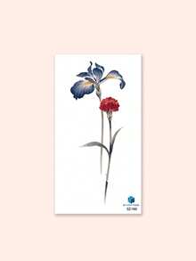 STARTTOOS Colorful Iris And Carnation Pattern Large Arm Tattoo Sticker, DIY Carnival Party Holiday Gift Floral Arm Thigh Chest Waist Back Body Skin Temporary Tattoo Sticker - Multicolor - View 3