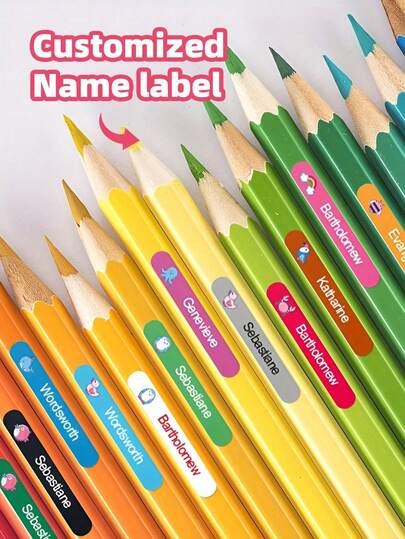 1~378 etiquetas de nombre transparentes a prueba de agua - Pegatinas personalizadas lindas para útiles escolares/organización de dormitorios universitarios/equipo deportivo, etiquetas de identificación reutilizables sin planchar para loncheras/botellas de agua/bolsas de gimnasio, set de regalo para campamento de guardería, de vuelta a la escuela