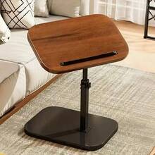 1pc Portable Adjustable Side Table/Laptop Table, 360° Rotation, Suitable For Home Office, Study, Sofa And Bedside Use, Stylish Design Workstation, Remote Worker, Mother'S Day, Christmas Gift - Màu nâu tối - Xem 1
