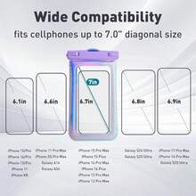 Funda Impermeable Flotante para Teléfono para 17 16 Pro/15/14/13/12, Bolsa Seca para Celular IP68 para Viajes, Bolsas Esenciales para Playa y Crucero con Correa Cruzada, Púrpura Iridiscente -″ - A1-Púrpura iridiscente - Ver 9