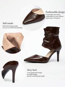 Giày bốt cao gót nữ, bốt cổ ngắn thời trang, bốt màu nâu cà phê, bốt khoét lỗ, bốt xếp ly, bốt khóa kéo phía sau, bốt khoét lỗ, bốt cổ ngắn màu nâu đậm, bốt cao gót mũi nhọn gót mỏng, bốt cao gót màu tối, bốt cổ ngắn khóa kéo phía sau, bốt màu nâu, bốt da bóng, sandal mùa hè, bốt mùa thu/đông, thích hợp cho Halloween, Giáng sinh, tiệc tùng, hộp đêm. - Cà phê nâu - Xem 7