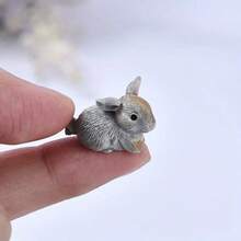 5/10 件迷你树脂兔子模型、可爱兔子小雕像、盆栽植物微景观 DIY 工艺装饰配件 - 彩色 - 查看 2