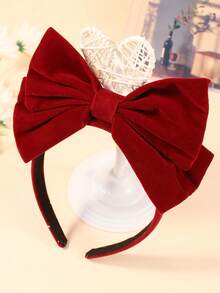 1pc Teen Girls Bow Decor Headband - Red - View 4
