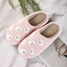 Cozy Plush Halloween Pumpkin Slippers, Non-Slip Fluffy Design - Pink Ghost - View 7