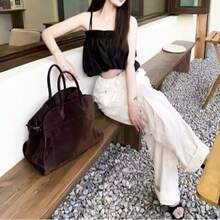 女士高端小众设计大容量复古通勤手提包 - 时尚百搭，四季皆宜，多功能单肩托特包，提供充足的空间容纳健身包、手提包，满足日常通勤需求，复古风格 - 棕色 - 查看 3