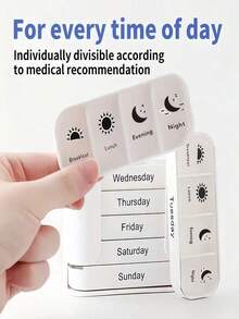 7 天大容量便携式药丸收纳盒，带可拆卸每日隔层 - 上午、中午、晚上、睡前每周用药计划，Whiteod-Safe PC 材质，每日药丸收纳盒 | 现代药盒 | 聚碳酸酯，药丸盒 - 彩色 - 查看 5