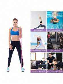 2件套紫色和蓝色阻力带，1根升级版TPE/泡沫手柄阻力带，长度38厘米/14.96英寸，适用于瑜伽、健身、拉伸、力量训练，是冬季、返校、生日、复活节、减肥的理想礼物。 - 彩色 - 查看 6