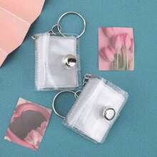 16pcs 1-Inch Glitter White Mini Photo Album Keychain, Minimalist & Elegant Student ID/Card Holder Photo Album - Clear - View 5