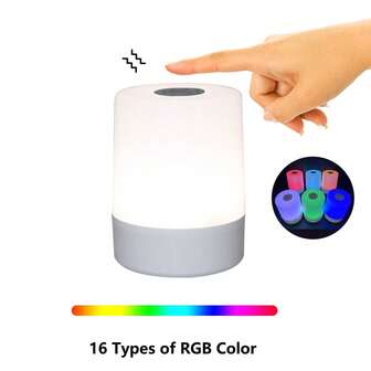 Touch Bedside Lamp, Dimmable Table Lamp, RGB 16-Color LED Light, USB Rechargeable, Portable Touch Night Light, Mini Desk Lamp, Party Lighting, Valentine's Day & Christmas Gift, Suitable For Bedroom, Living Room And Desk Decor