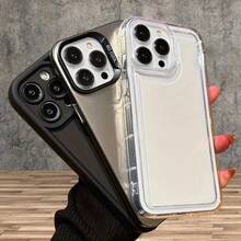 3pcs IMD High Bamboo Fiber Air Cushion Mixed Phone Case, Compatible With Apple 17 16 15 14 13 12 11 Plus Pro Max Series, Holiday Gift, Birthday Gift For Girlfriend, Boyfriend, Friends Or Self-Use - IMD + Pupil Eye + Frame Air Cushion Version - Black/Transparent