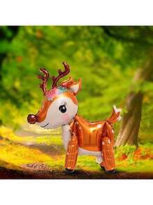 2 Peças Balões de Alumínio em Forma de Rena Estéreo 4D, Decoração de Natal