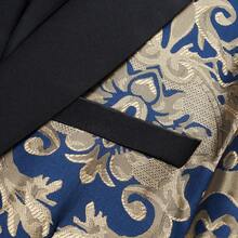 Mens Tuxedo Jacket Paisley Shawl Lapel Suit Blazer Coat Jacket For Dinner,Prom,Wedding - 藍色 - 查看 6