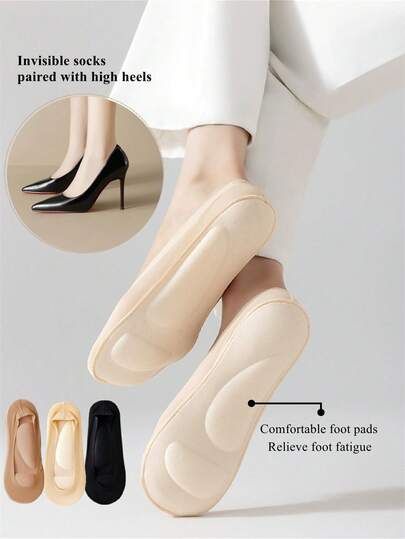 1/3 Pairs Of Business And Leisure Women Wear Socks With High Heels, Breathable Invisible Socks, Women's Boat Socks That Do Not Fall Off The Heel, And Socks That Relieve Foot Fatigue.Large Socks