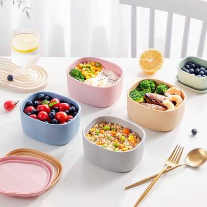 Microwave- Small Oval Lunch Box With Lid, Heatproof Meal Prep Container, Suitable For Office Workers