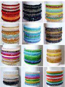 Bộ 11 vòng tay pha lê đàn hồi, có thể xếp chồng, nhiều màu sắc và được cá nhân hóa dành cho nữ, hạt thủy tinh phong cách Bohemian, thích hợp làm quà tặng tình bạn hoặc quà tặng cô dâu - Nhiều màu - Xem 12