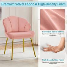 Poltrona in Velluto Moderno Poltrocina con Schienale a Forma di Conchiglia Sedia Imbottita da Lettura per Soggiorno Camera da Letto Ufficio Sedia Laterale da Salotto