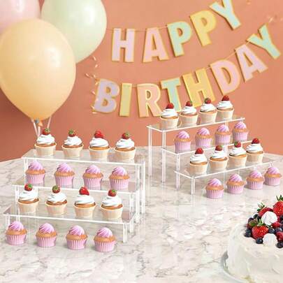 1 Juego de Soporte Acrílico para Exhibición de Postres, Soporte para Cupcakes, Soporte para Aperitivos, Mesa de Postres para Buffet, Fiesta de Cumpleaños, Exhibición de Mesa de Boda, Decoración de Boda, Suministros para Fiesta de Boda, Soporte para Pastel de Boda