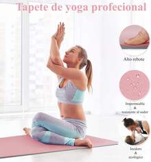 Tapete de Yoga Antideslizante y Cómodos, Yoga Mat para Ejercicio de Buena Calidad y Ecológicos, Tapete Yoga Antiderrapante de Suavecito y Grueso, Deporte Colchoneta Fitness Alfombrilla para Yoga de 6mm Grosor, 183 x 61CM - Rosa claro - Ver 5