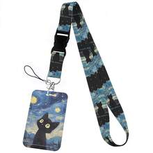 CX Lovely Kitten Manga Card Holder Badge Holder ID Card Lanyards Cell Phone Rope Key Lanyard Neck Straps Keychain Cats01 Christmas Gift