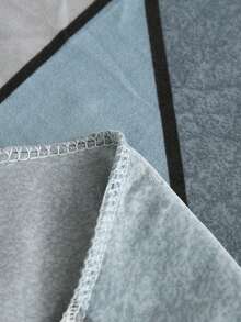 1pc Geometric Pattern Sofa Bed Cover, Armless Minimalist Style, Made Of Polyester Fiber, Suitable For All Seasons - Blue and White - View 9