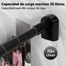 Tubo para Cortina de Baño, Barra de Cortina de Ducha 185-205cm, Cortinero Ajustable Antideslizante de Acero Inoxidable, Palo para Cortina y Curtain Rod Sin Taladrar para baño, recamara(negro). - Negro - Ver 10