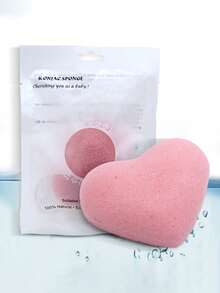 1 pezzo Spugna per il viso a forma di cuore rosa in konjac, tampone per lavaggio facciale delicatamente esfoliante, cuscinetto detergente naturale e morbido