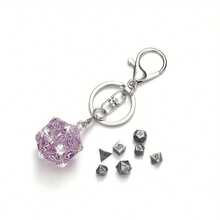 7pcs D20 Metal Dice Set With Hollow Box - Portable Fashionable Keychain Mini Dice, Available In Blue, Red, Purple, Suitable For Role-Playing Games, Ideal For Birthday And Christmas Gifts, Also As RPG Accessories - Multicolor - View 7