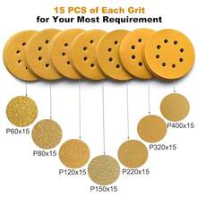 Aiyard - Discos de Lijado de Gancho y Bucle de 5 Pulgadas, 8 Agujeros, Grano 180, Papel de Lija Orbital Aleatorio, Paquete de 100 - frijoles mixtos 105 unidades - Ver 7