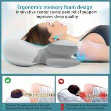 Almohada Foam, Almohada Ortopedica Cervical, Alivio del Dolor de Cuello, Almohada para Dormir de Lado, Seda de Hielo Transpirable, Almohada Cervical para Dormir - Blanco - Ver 3