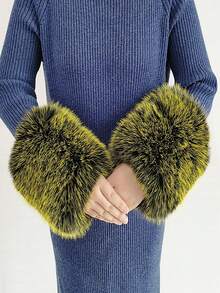 1. Faux Fur Collar & Cuff Set, Warm Faux Fur Scarf, Fluffy Oversized Furry Shawl Wrap For Women In Winter, Suitable For Dresses, Christmas Decoration - Multicolor - View 32