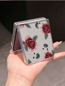 1pc Fashionable And Simple PC Material Rose Flower Element Folding Phone Case, Can Protect And Prevent Falling: SamsungGalaxy Zflip 3/Zflip 4/Zflip 5/Zflip 6/Zflip 7/OPPO Find N3 Flip/ Razr 50 Ultra/ Razr 60 Ultra/ Razr 60/ Razr 50/XiaomiMIX Flip/Galaxy Z Flip7 FE