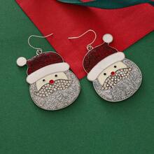 Christmas Themed Cartoon Earrings From Europe And America, Fashionable And Versatile, With Diamond Studded Santa Claus And Snowman Earrings And Earrings