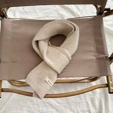 1pc Solid Color Scarf, Fashionable Unisex Knitted Neck Warmer For Winter