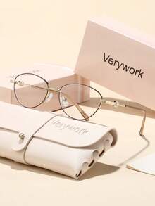 1副 Verywork 金属椭圆形镜框透明镜片眼镜，复古休闲基础款奢华品牌设计师男女通用时尚透明眼镜，适合户外活动、驾驶、购物、高尔夫、商务休闲等场合，是理想的礼物之选。 - 無色 - 查看 10