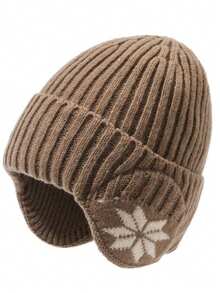 Mũ len dệt kim họa tiết bông tuyết bảo vệ tai, sọc dọc, vải dày, dùng khi đạp xe ngoài trời - Nhiều màu - Xem 12