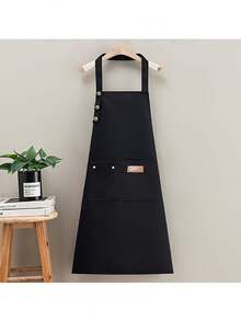 1 pieza Delantal de tela con diseño de peinado de salón con tirantes ajustables y bolsillos dobles, uniforme de trabajo para chef, restaurante de barbacoa, bar, cafetería, salón de uñas - Multicolor - Ver 5