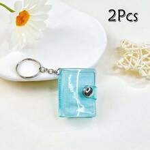 16pcs 1-Inch Glitter White Mini Photo Album Keychain, Minimalist & Elegant Student ID/Card Holder Photo Album - Clear - View 26