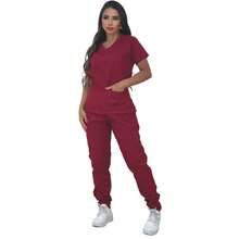 Women's Surgical Scrub Hospital Pajama Set With Waistband, Various Colors And Sizes - Red - View 2