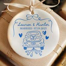 First Christmas Married Ornament, Just Married Car Ornament, Personalized Wedding Gift, CouplesOrnament 2025, Custom Gift For Bride Groom