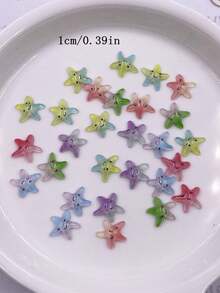 50 chiếc nhựa mini nhiều màu sắc dễ thương sao biển nghệ thuật đính đá phẳng mặt sau ngôi sao đính đá trang sức phụ kiện sổ lưu niệm tự làm đồ thủ công đám cưới giáng sinh - Trộn ngẫu nhiên - Xem 2