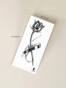 STARTTOOS 1pc Liquid Metal Silver Gray Cyberpunk Mechanical Rose Pattern Tattoo Temporary Tattoo Sticker For Arm, Ankle And Body Skin - Black - View 7