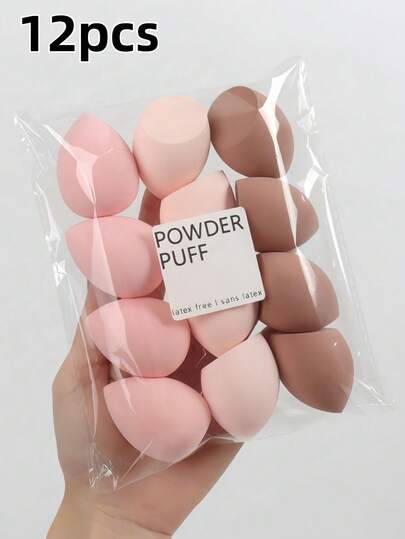 12 قطعة إسفنجة مكياج بيضاوية كبيرة بألوان عشوائية، مختلطة للسوائل والكريمات والبودرة للتطبيق المثالي، إسفنجات مكياج متعددة الألوان مناسبة لجميع أنواع البشرة، خالية من اللاتكس للاستخدام المزدوج للبودرة والأساس